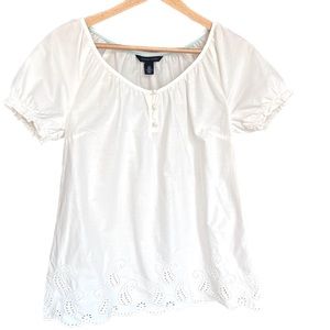 Tommy Hilfiger boho style eyelet lace top tunic pure cotton Ivory color